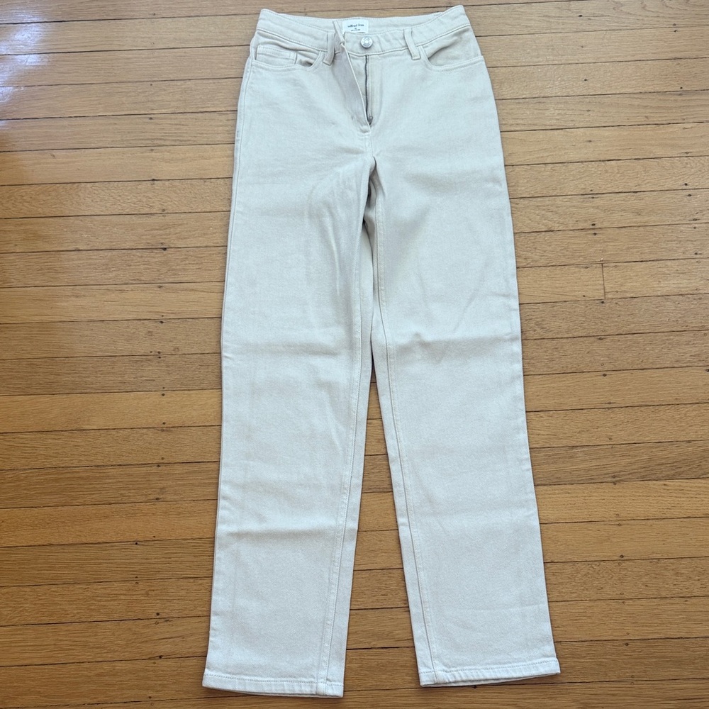 Aritzia Cream Straight-Leg Jeans